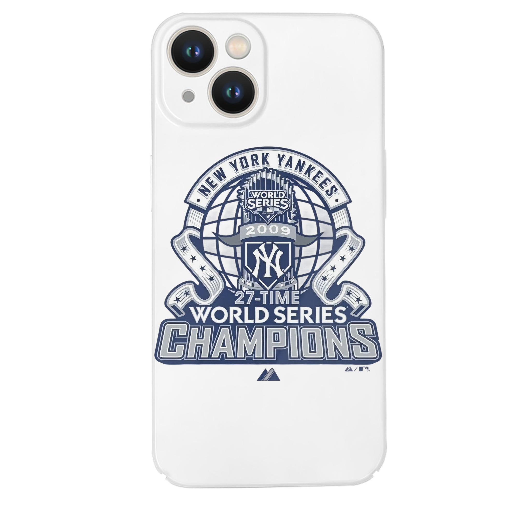 New York Yankees 2009 27th WS Champions Blue IPhone 14 Series Full-Cover Hard Case – Shockproof With Raised Camera Protection – Precise Cutouts, Wireless Charging Compatible – Durable, Anti-Yellowing, Easy To Clean